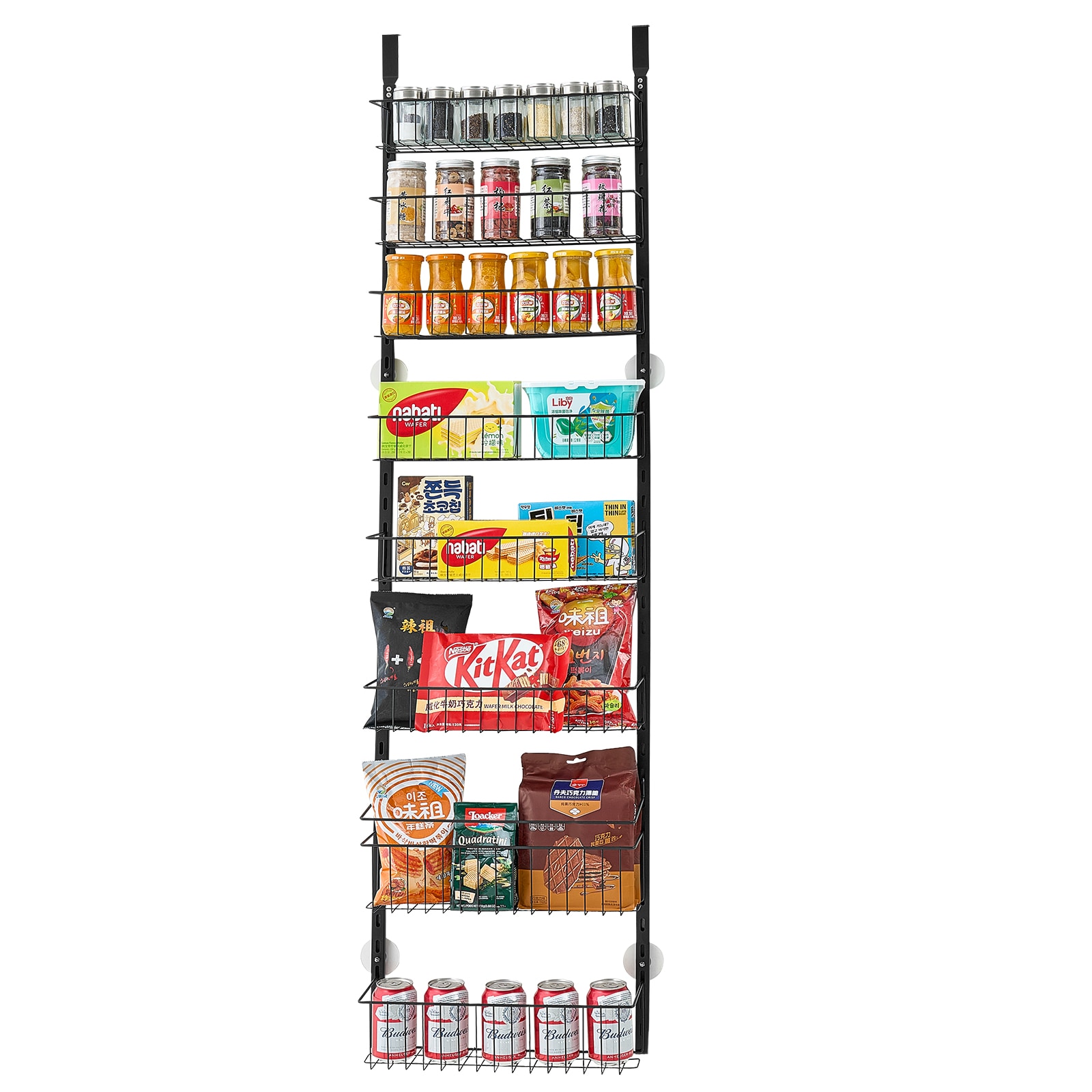 9-Tier Over The Door Pantry Organizer Hanging Storage Rack Adjustable Kitchen_voghion.com